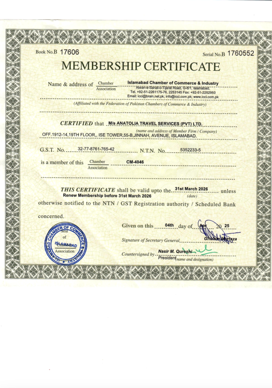 Chamber of Commerce Certificate